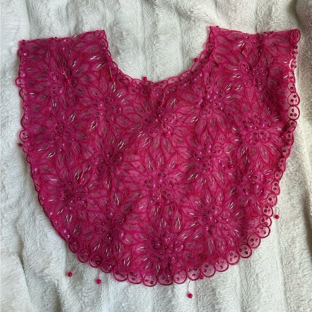 Pink Beaded Lace Capelet
